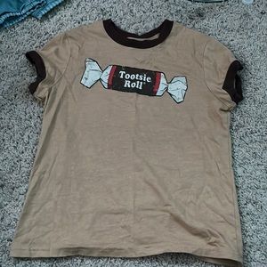 tootsie roll light brown shirt